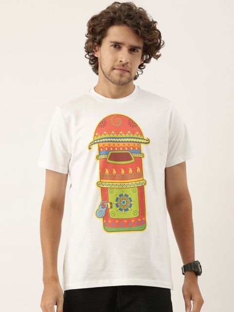 

QUANCIOUS Men White Printed Organic Cotton Sustainable T-shirt