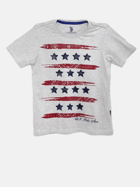 

U.S. Polo Assn. Kids Boys Grey Melange Printed T-Shirt