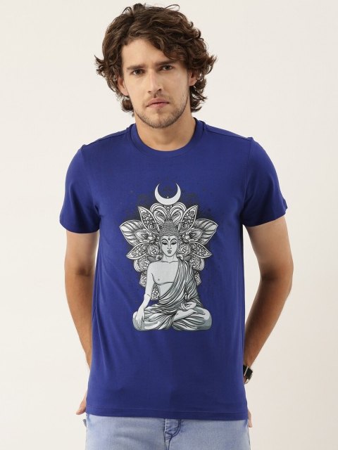 

QUANCIOUS Men Blue Printed Sustainable T-shirt