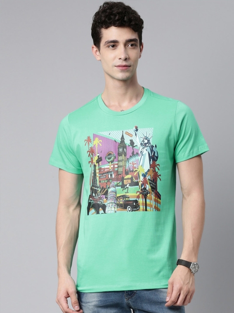 

QUANCIOUS Men Green Graphic Printed Organic Cotton Sustainable T-shirt