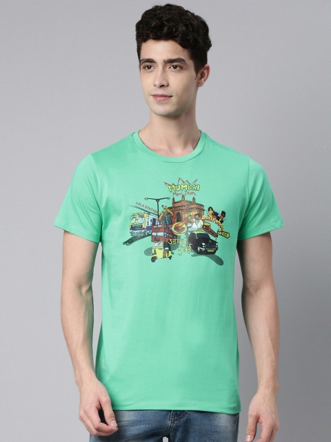 

QUANCIOUS Men Green Printed Sustainable T-shirt