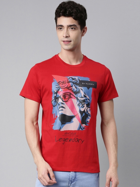 

QUANCIOUS Men Red & Blue Graphic Printed Organic Cotton Sustainable T-shirt