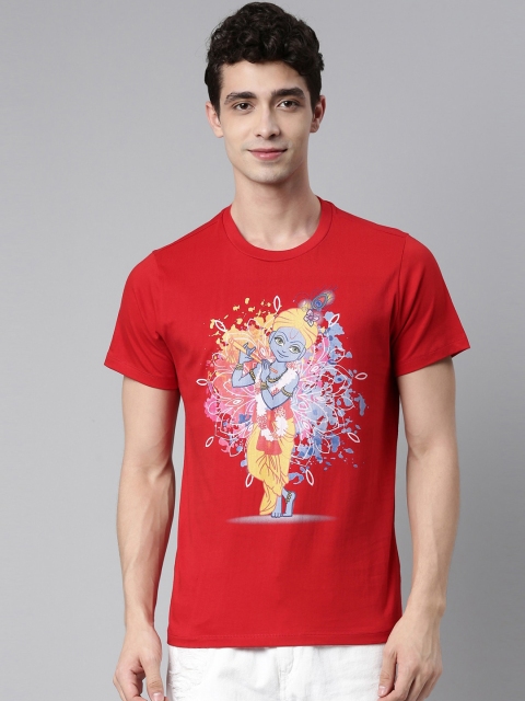 

QUANCIOUS Men Red Printed Organic Cotton Sustainable T-shirt