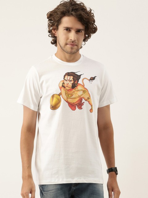 

QUANCIOUS Men White Printed Applique Sustainable T-shirt