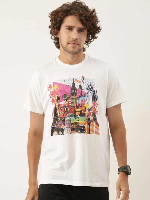 

QUANCIOUS Men White Printed Sustainable T-shirt