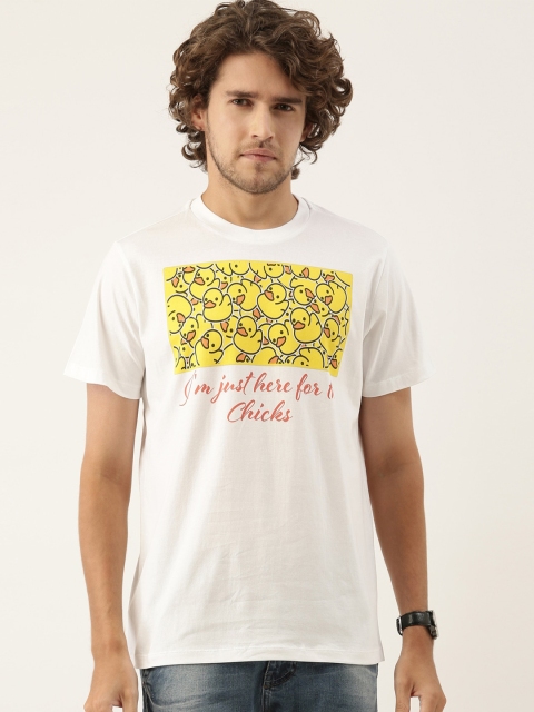 

QUANCIOUS Men White Printed Sustainable T-shirt