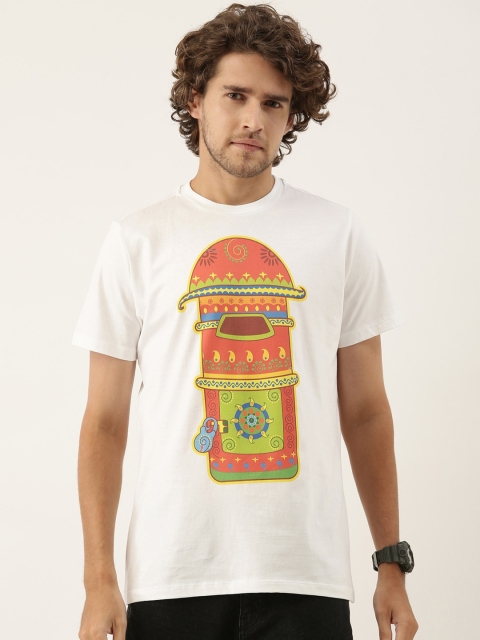 QUANCIOUS Men White Printed Sustainable T-shirt