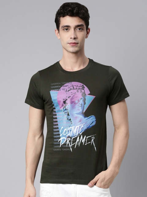 

QUANCIOUS Men Green Printed Sustainable T-shirt