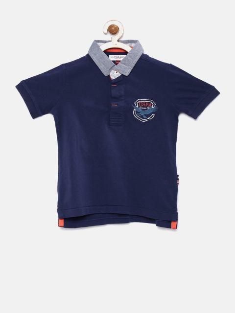 

U.S. Polo Assn. Kids Boys Navy Blue Polo Pure Cotton T-shirt