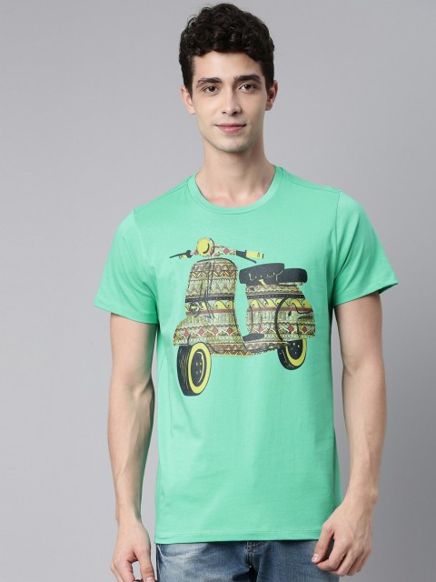 

QUANCIOUS Men Green & Yellow Graphic Printed Organic Cotton Sustainable T-shirt