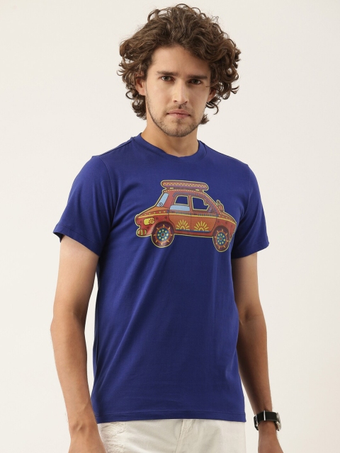 

QUANCIOUS Men Blue Graphic Printed Sustainable T-shirt