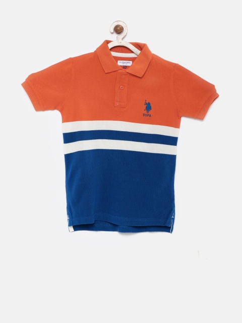 

U.S. Polo Assn. Kids Boys Orange & Blue Colourblocked Polo T-Shirt