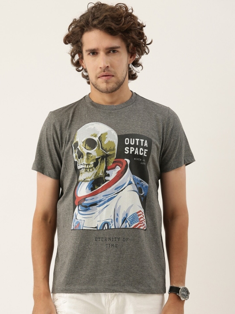 

QUANCIOUS Men Graphic Printed Sustainable T-shirt, Charcoal