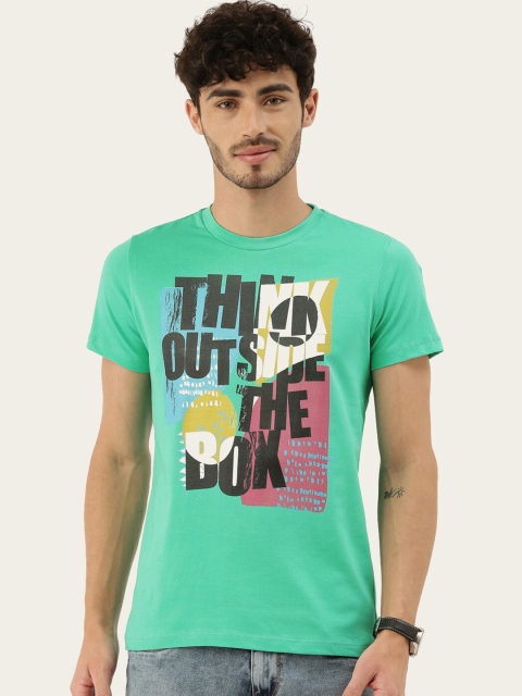 

QUANCIOUS Men Green Typography Printed Sustainable T-shirt