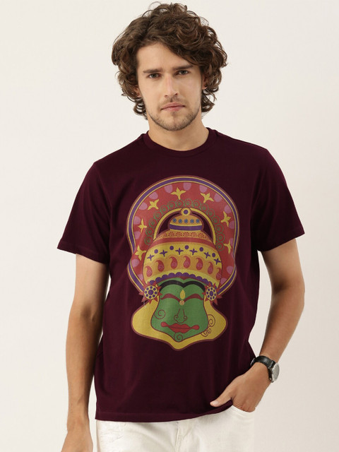 

QUANCIOUS Men Maroon Printed Sustainable T-shirt