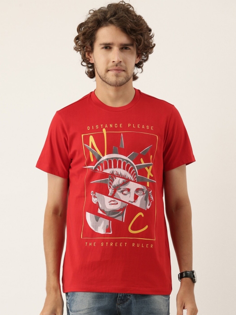 

QUANCIOUS Men Red Graphic Printed Organic Cotton Sustainable T-shirt