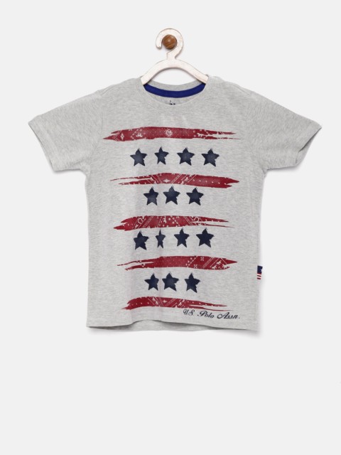 

U.S. Polo Assn. Kids Boys Grey Melange Printed T-Shirt