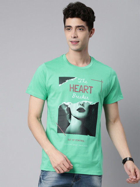 

QUANCIOUS Men Green Printed Sustainable T-shirt