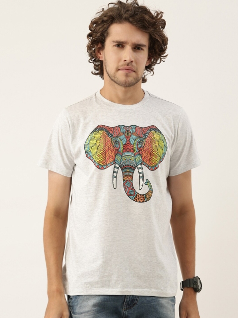 

QUANCIOUS Men Grey Melange Organic Cotton Graphic Printed Sustainable T-shirt