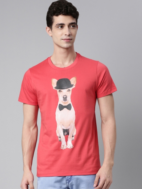

QUANCIOUS Men Coral Pink Graphic Printed Organic Cotton Sustainable T-shirt