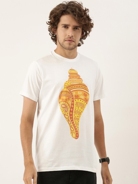 

QUANCIOUS Men White Printed Sustainable T-shirt