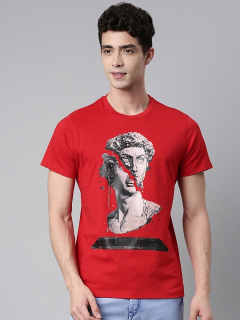 

QUANCIOUS Men Red Printed Organic Cotton Sustainable T-shirt