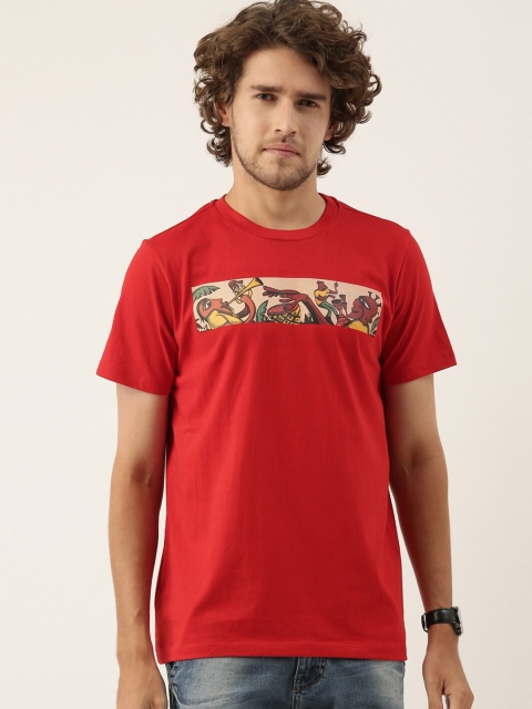 

QUANCIOUS Men Red Graphic Printed Organic Cotton Sustainable T-shirt