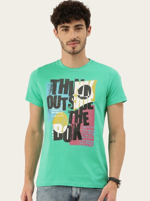 

QUANCIOUS Men Green Typography Printed Sustainable T-shirt