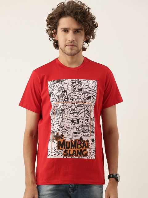 

QUANCIOUS Men Red Organic Cotton Graphic Printed Sustainable T-shirt
