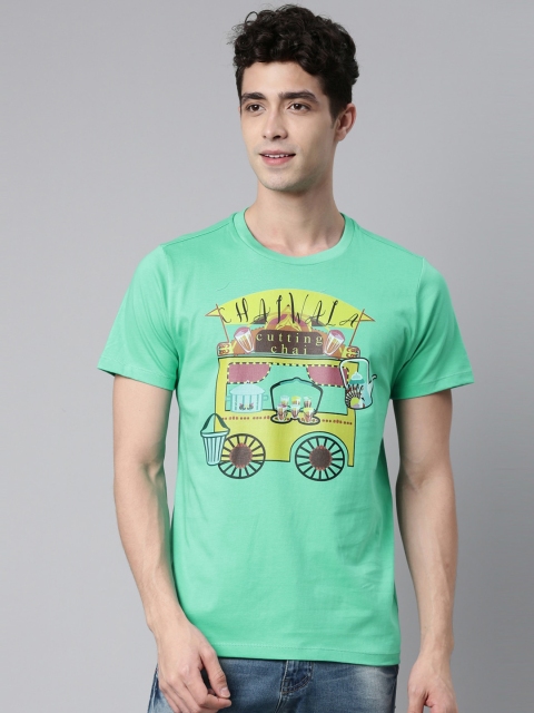 

QUANCIOUS Men Green Printed Organic Cotton Sustainable T-shirt