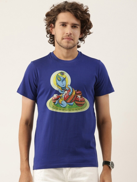 

QUANCIOUS Men Blue & Green Graphic Printed Organic Cotton Sustainable T-shirt