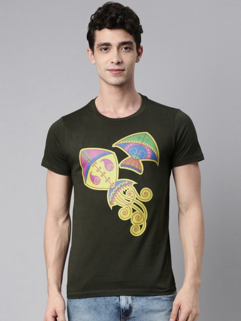 

QUANCIOUS Men Organic Cotton Green Graphic Printed Sustainable T-shirt