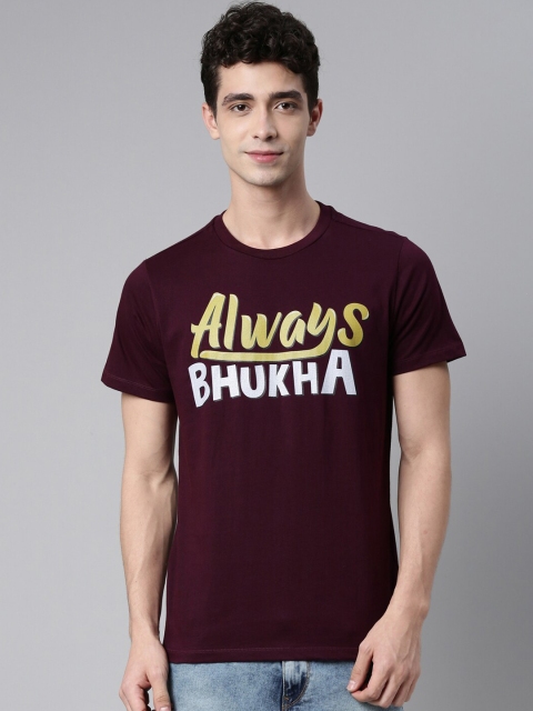 

QUANCIOUS Men Maroon Typography Printed Organic Cotton Sustainable T-shirt