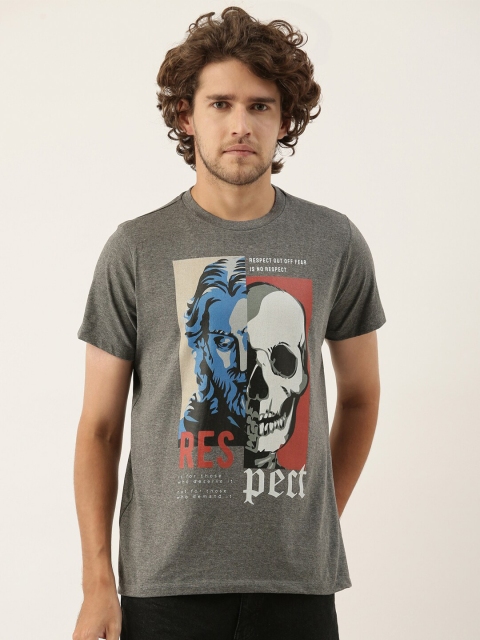

QUANCIOUS Men Charcoal Organic Cotton Graphic Printed Sustainable T-shirt