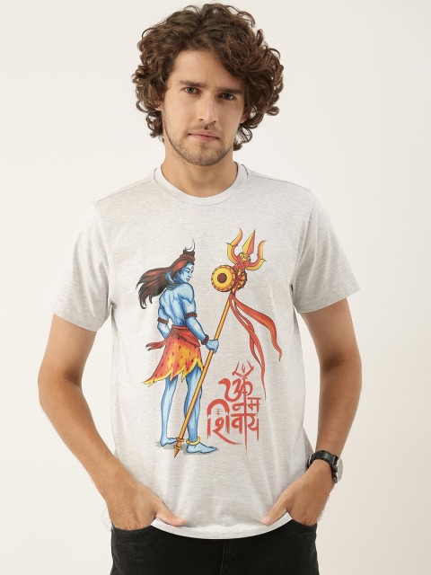 

QUANCIOUS Men Organic Cotton Grey Melange Printed Raw Edge Sustainable T-shirt