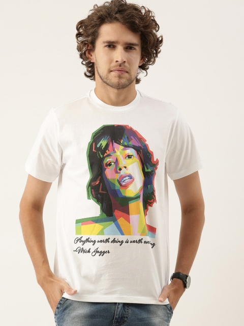 

QUANCIOUS Men White Printed Organic Cotton Sustainable T-shirt