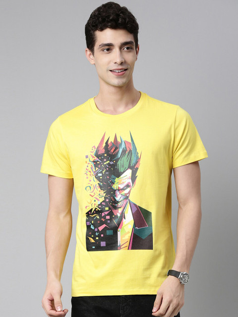 

QUANCIOUS Men Yellow Graphic Printed Organic Cotton Sustainable T-shirt