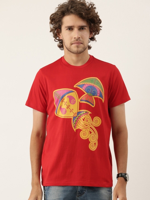 

QUANCIOUS Men Red Graphic Printed Sustainable T-shirt