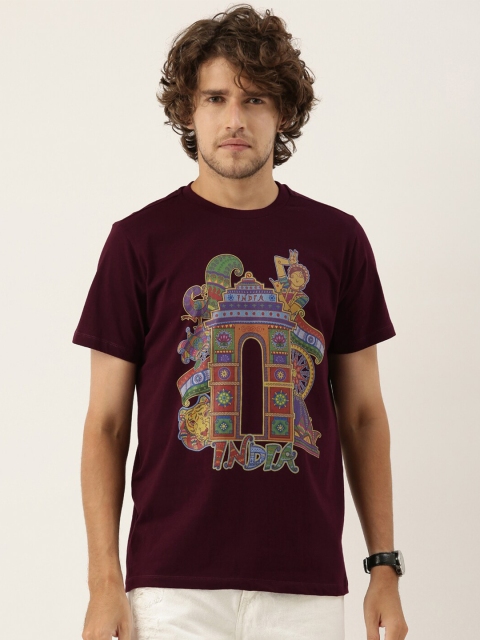 

QUANCIOUS Men Maroon Printed Sustainable T-shirt