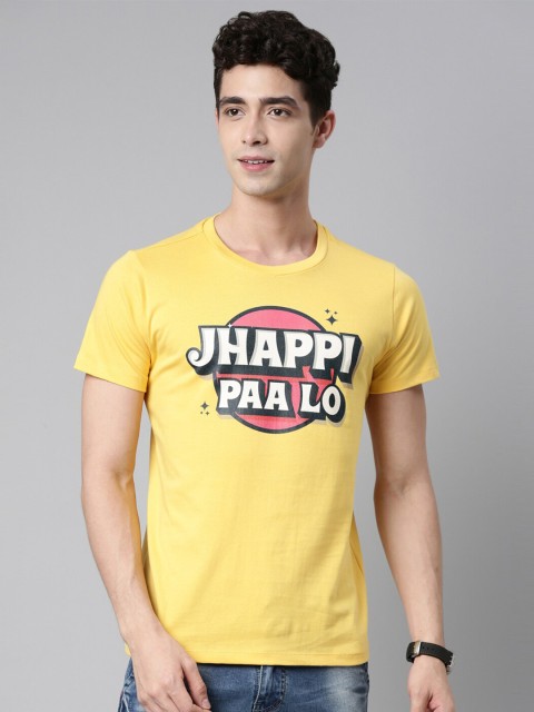 

QUANCIOUS Men Yellow Graphic Printed Organic Cotton Sustainable T-shirt