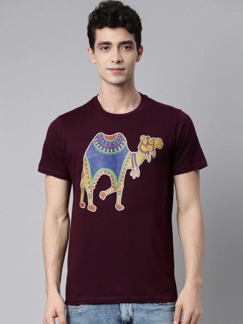 

QUANCIOUS Men Maroon Organic Cotton Graphic Printed Sustainable T-shirt