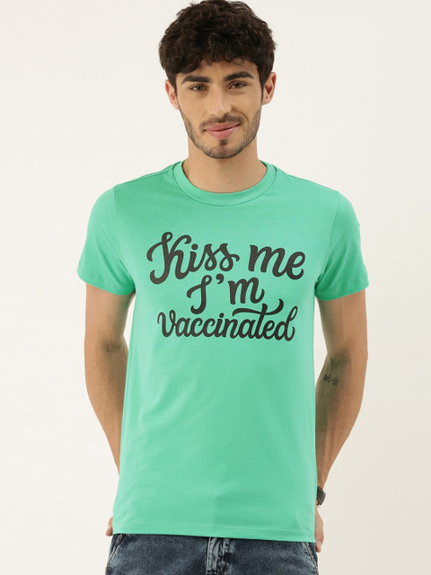 

QUANCIOUS Men Green Typography Printed Organic Cotton Sustainable T-shirt