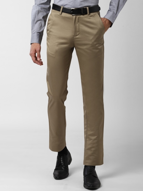 

Peter England Men Khaki Slim Fit Formal Trousers