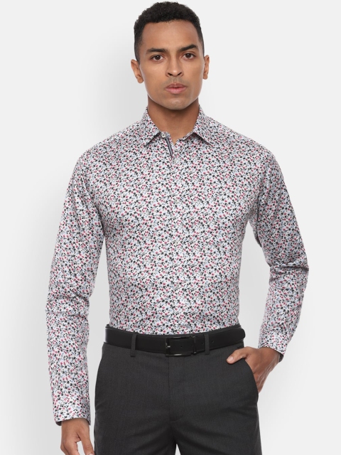 

Van Heusen Men White Pure Cotton Regular Fit Floral Printed Formal Shirt