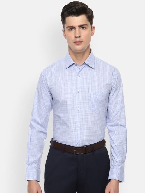 

Van Heusen Men Blue Checked Pure Cotton Formal Shirt