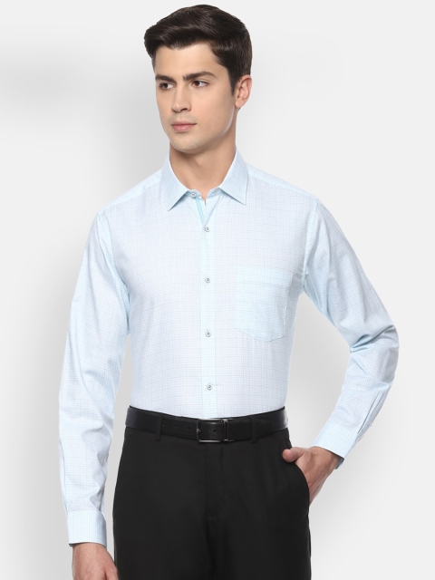 

Van Heusen Men Blue Checked Pure Cotton Formal Shirt