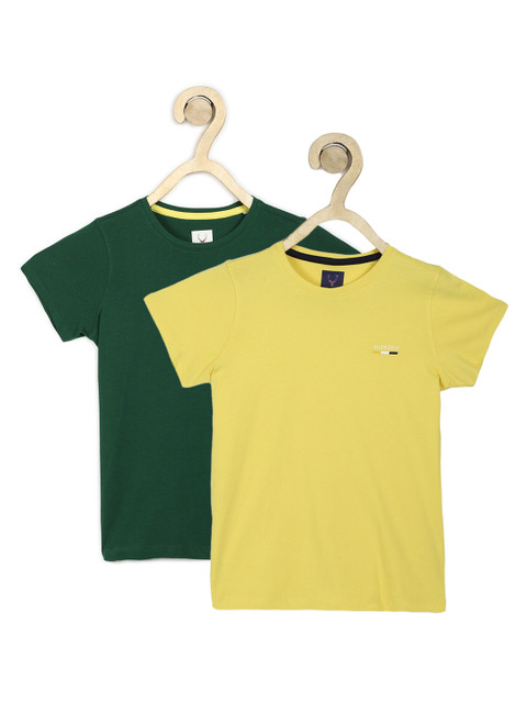 

Allen Solly Junior Boys Pack of 2 Yellow & Green pure Cotton T-shirt