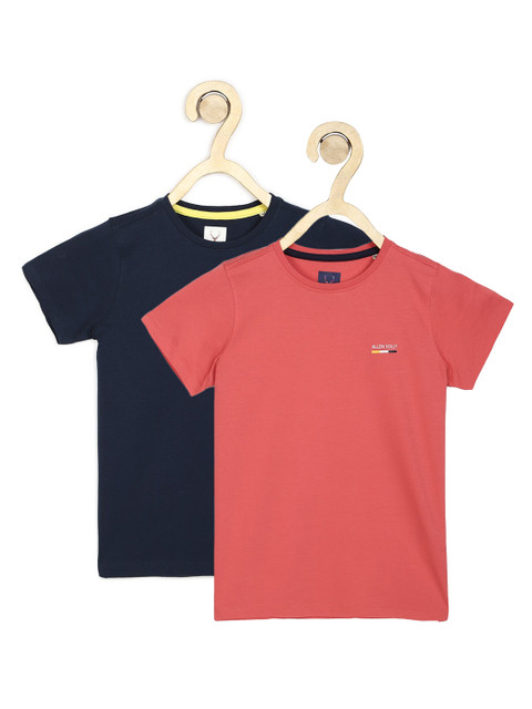 

Allen Solly Junior Boys Navy Blue & Peach-Coloured Set Of 2 T-shirt