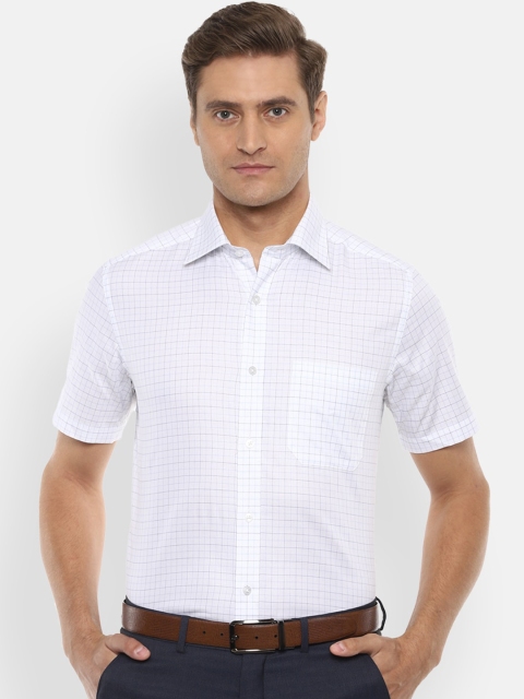 

Louis Philippe Men White Grid Tattersall Checked Pure Cotton Casual Shirt