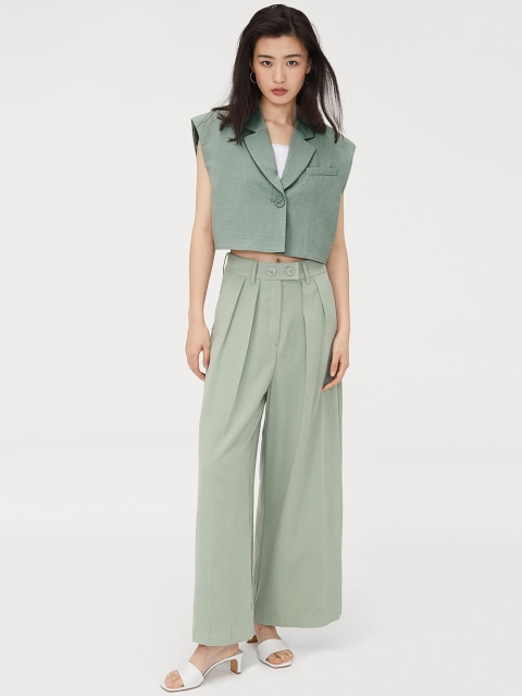 

H&M Women Green Cropped jacket